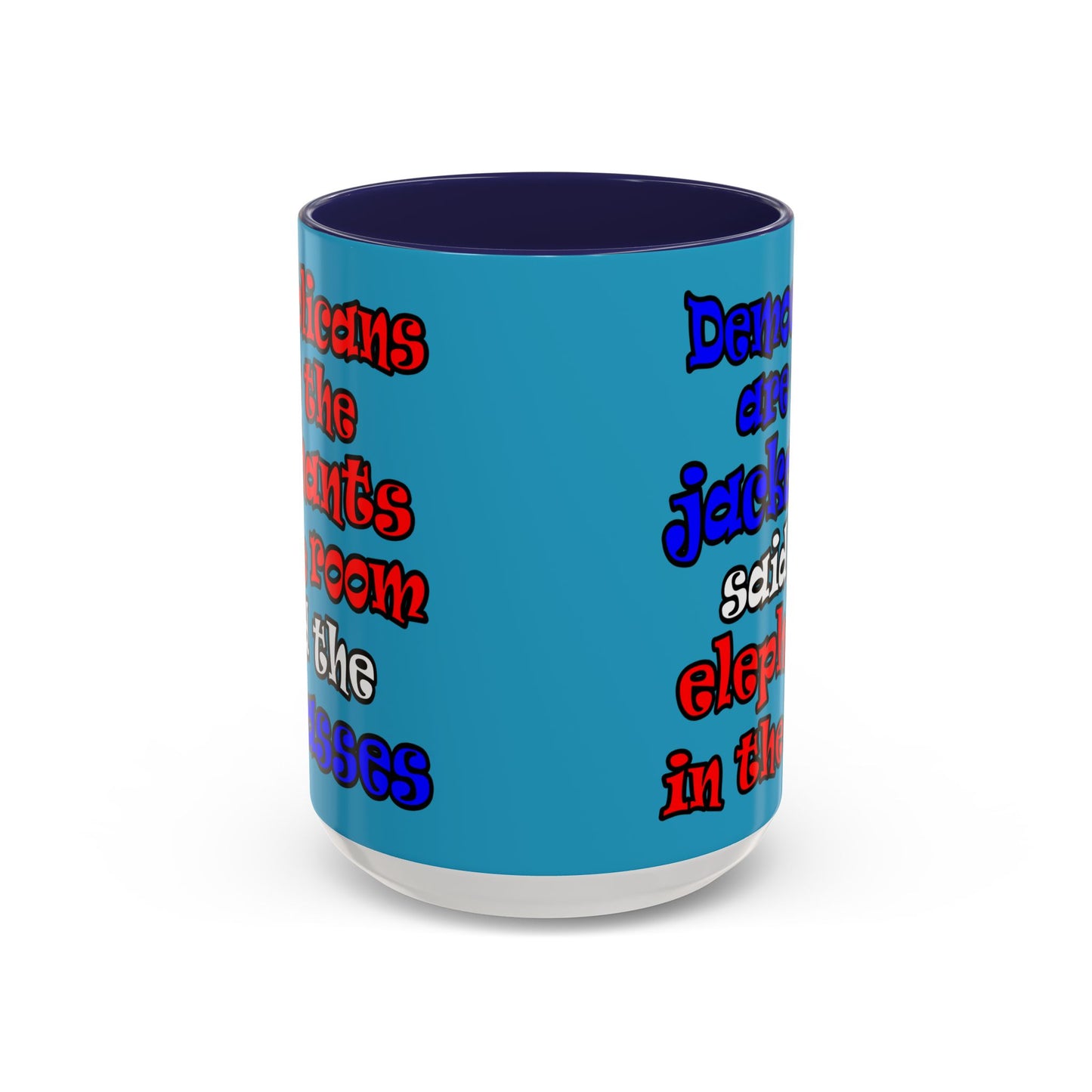 donkeys and elephants - Accent Mug (turquoise)