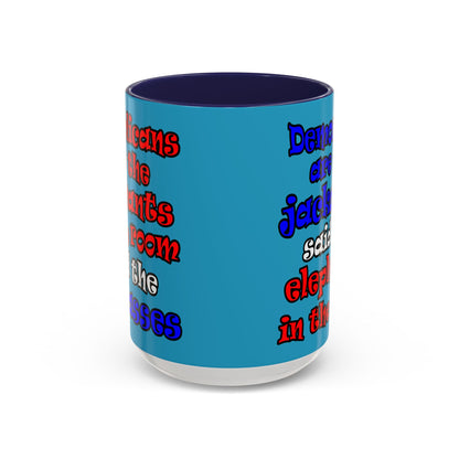 donkeys and elephants - Accent Mug (turquoise)