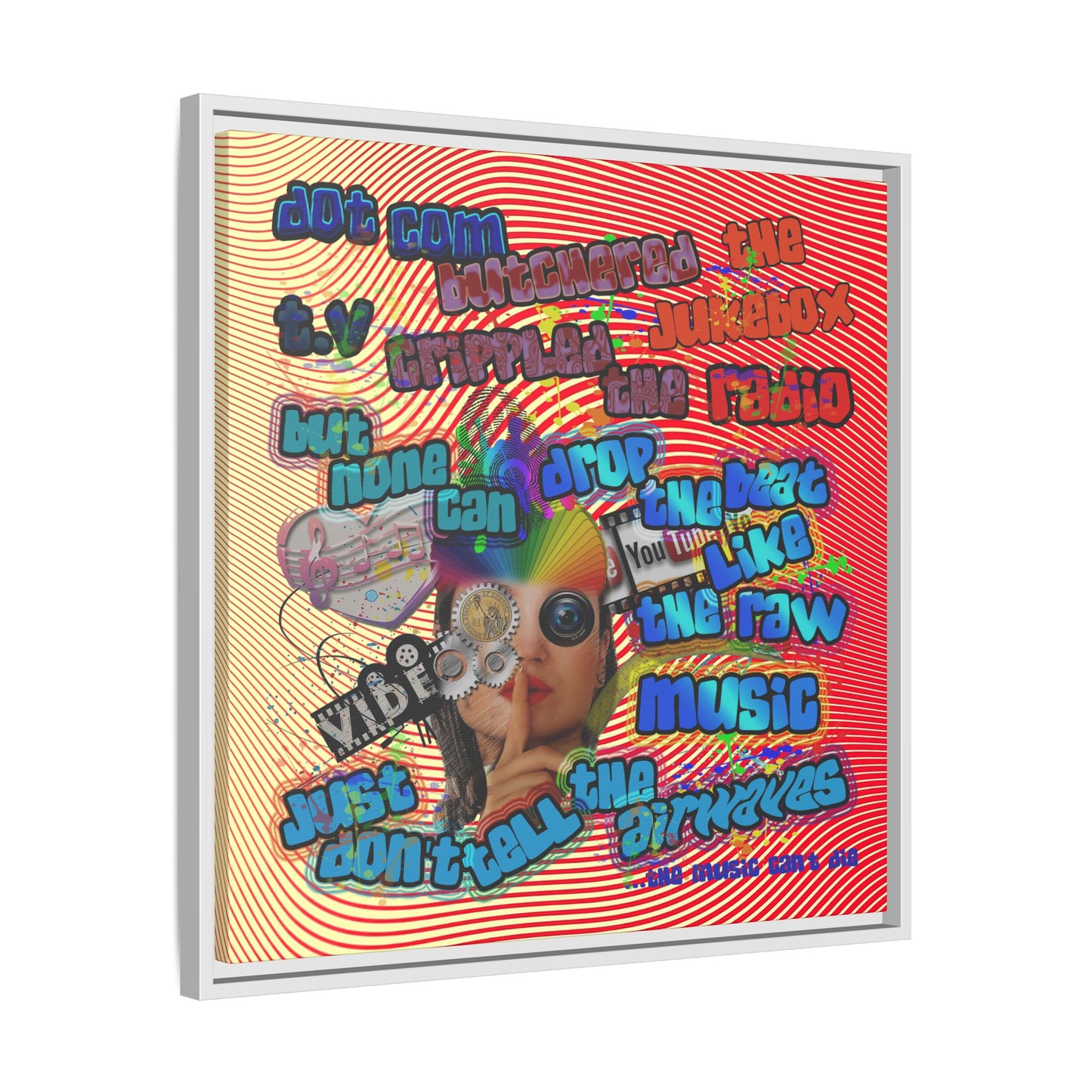 drop the beat - framed canvas art (yellow-orange wave)