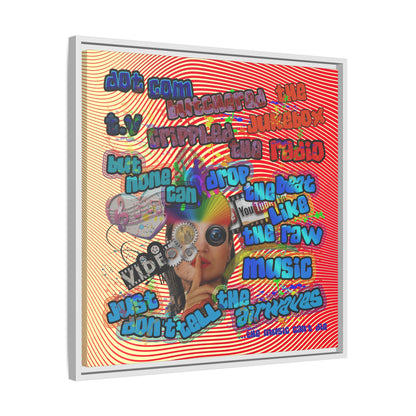 drop the beat - framed canvas art (yellow-orange wave)