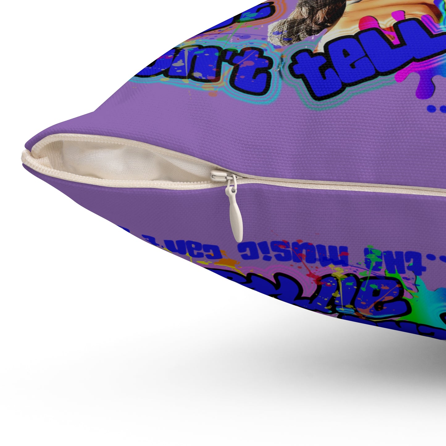 drop the beat - Spun Polyester Square Pillow - (light purple)