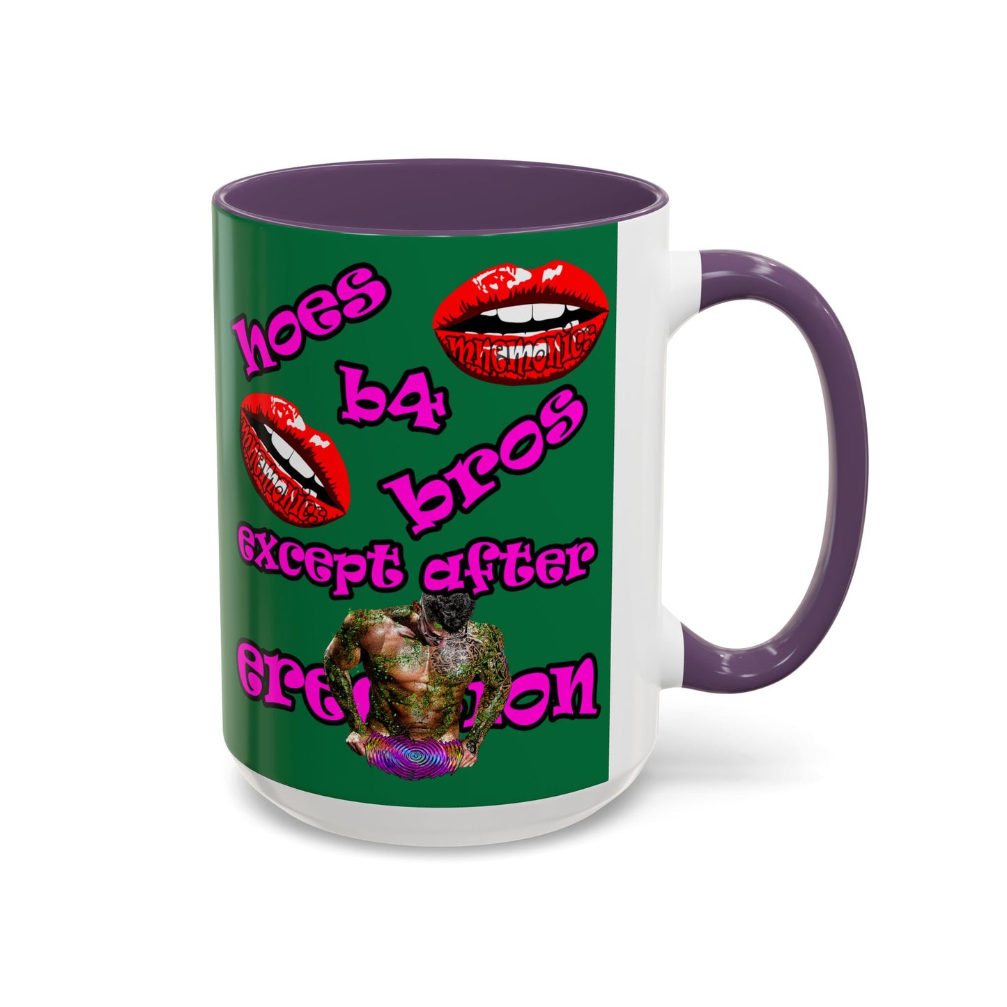 hoes b4 bros - Accent Mug (dark green)