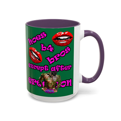 hoes b4 bros - Accent Mug (dark green)