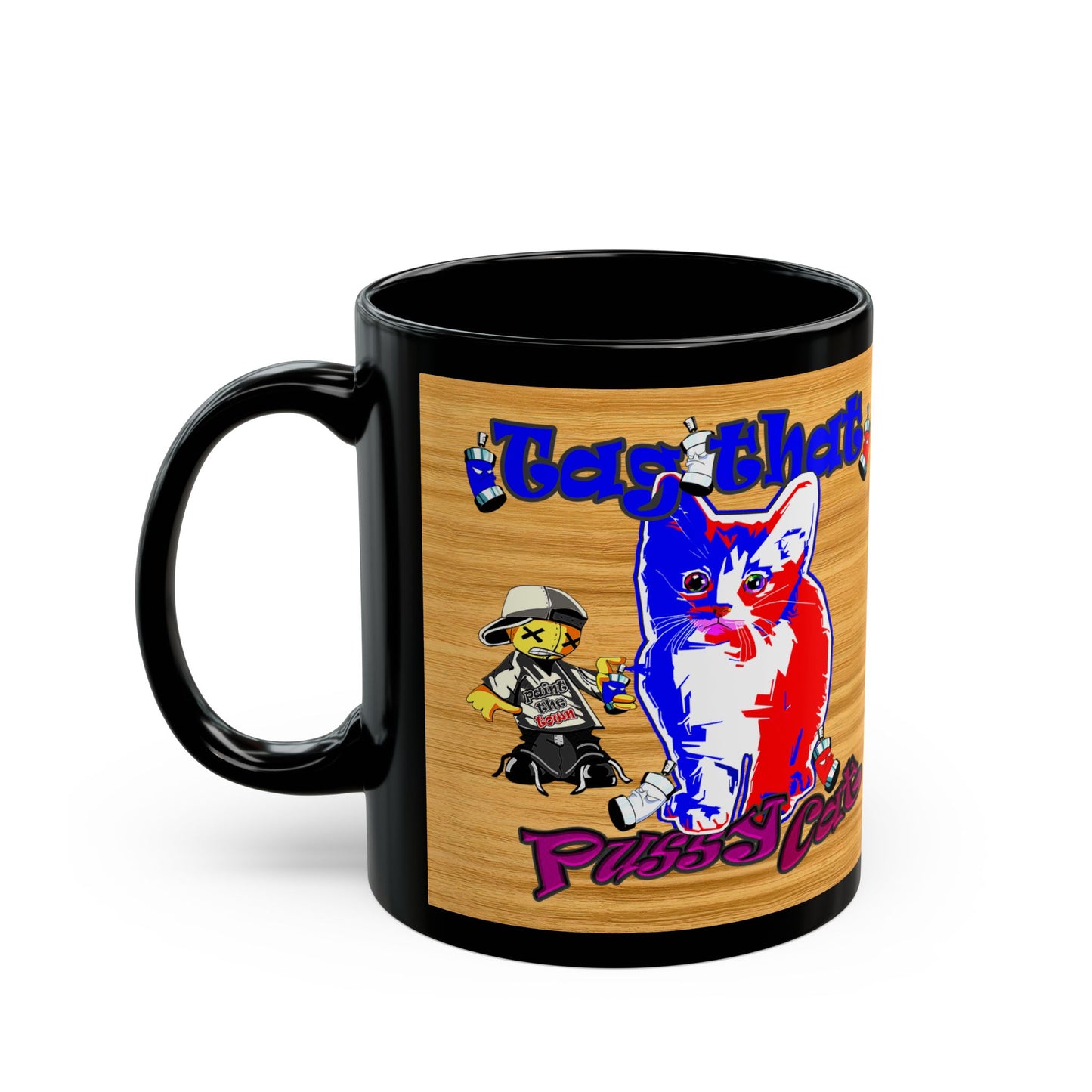 tag that - Black Mug (butterscotch wood finish)