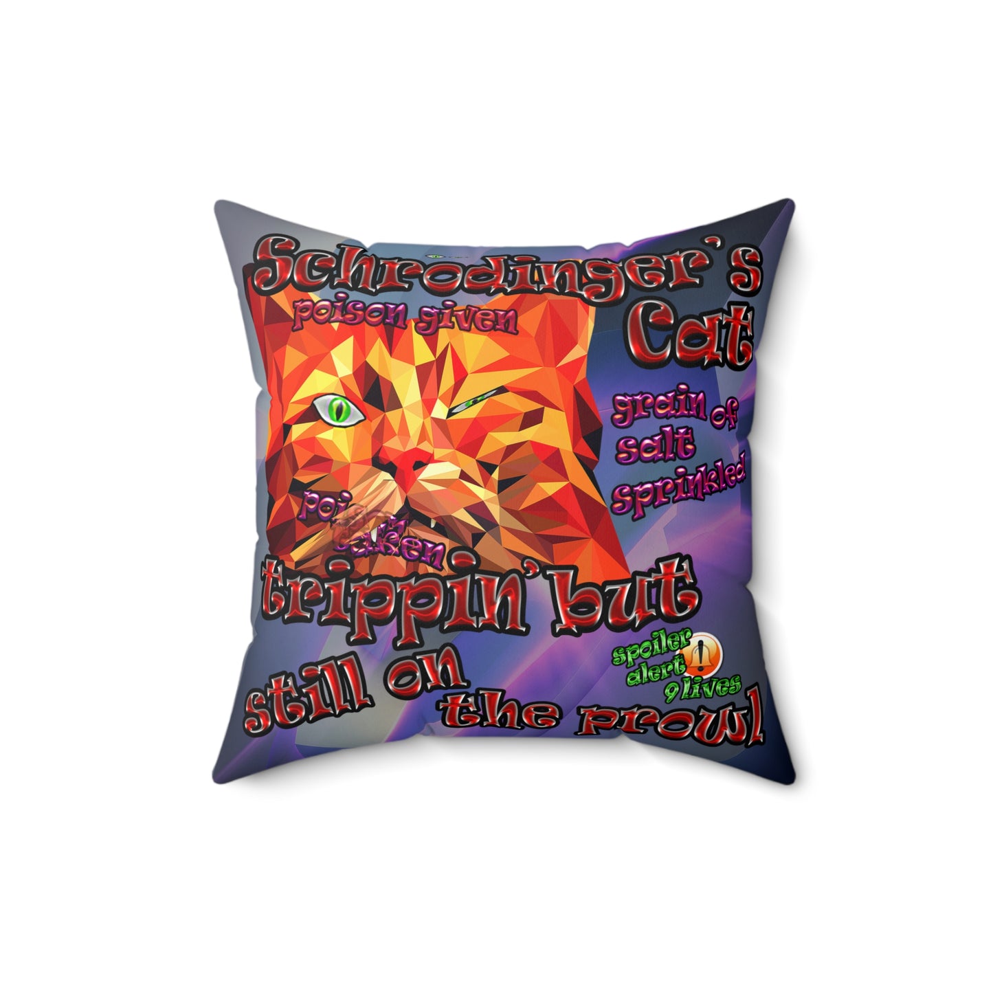 schrodinger's cat - Spun Polyester Square Pillow - (grey-pink wave)