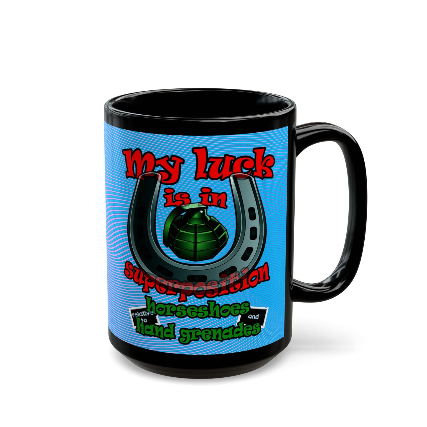 my luck - Black Mug (light blue-purple wave)