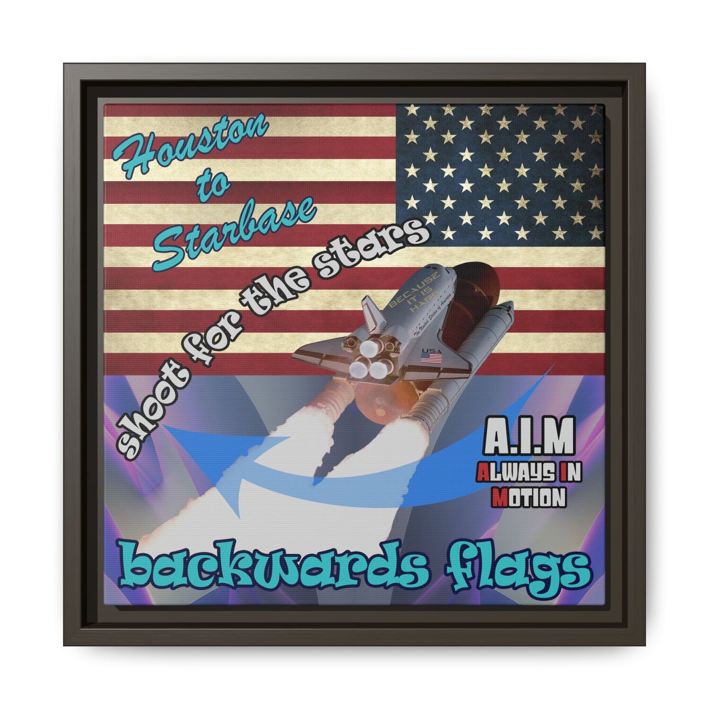 shoot for the stars - framed canvas art (grey-pink wave)