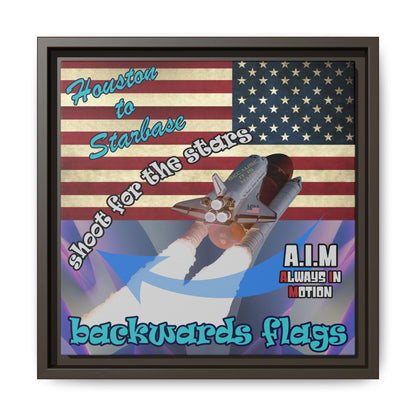 shoot for the stars - framed canvas art (grey-pink wave)