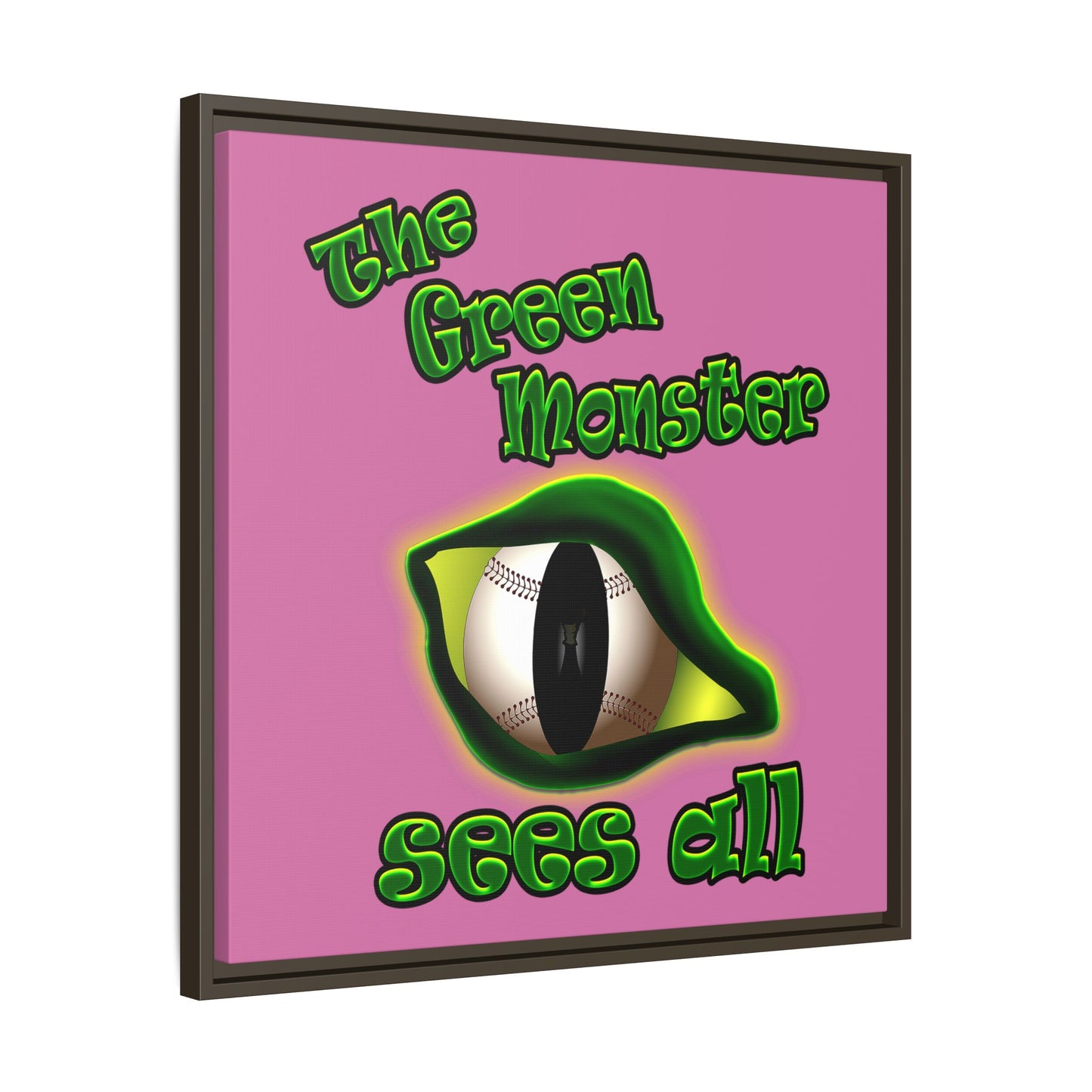 green monster - framed canvas art (light pink)
