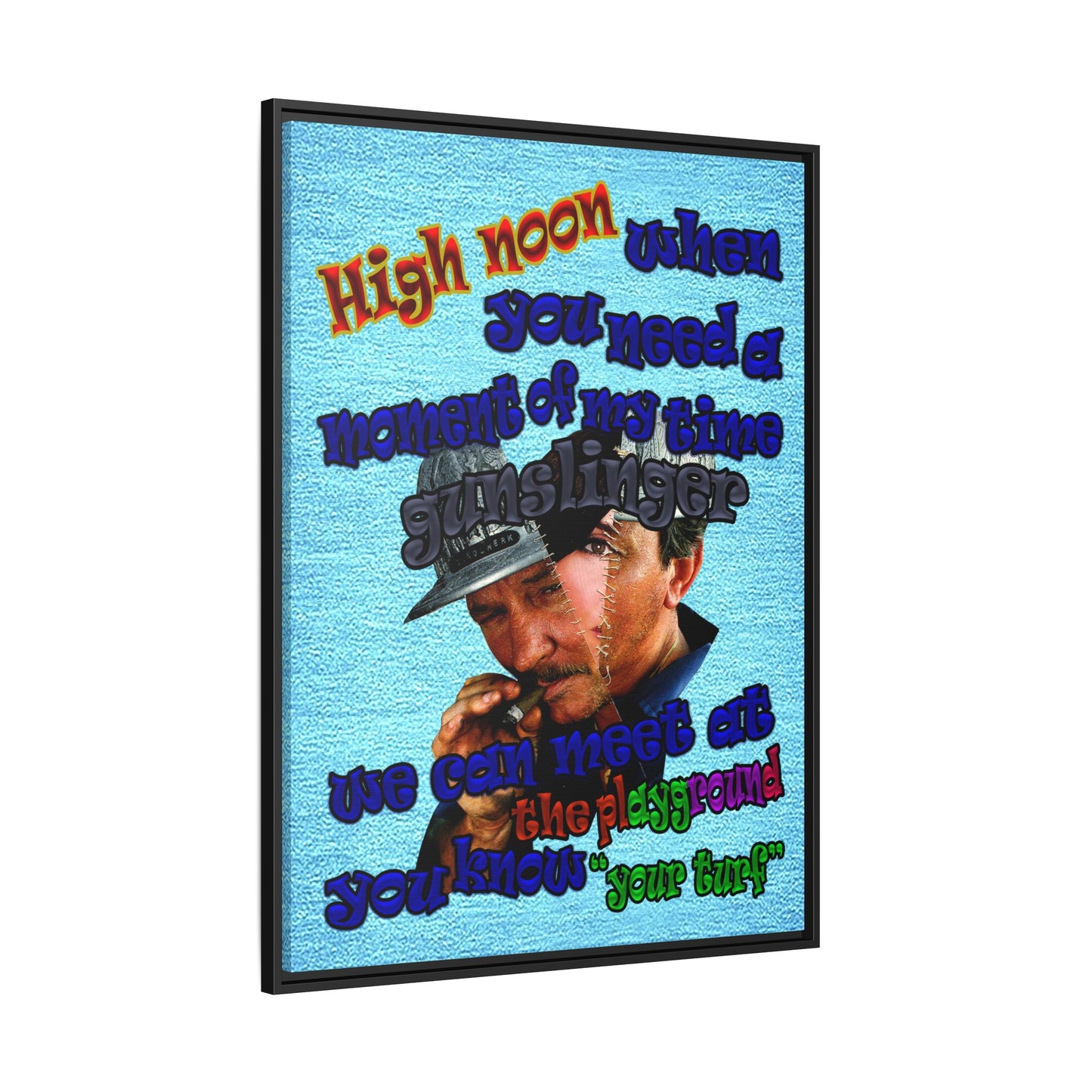 high noon - framed canvas art (faded blue)