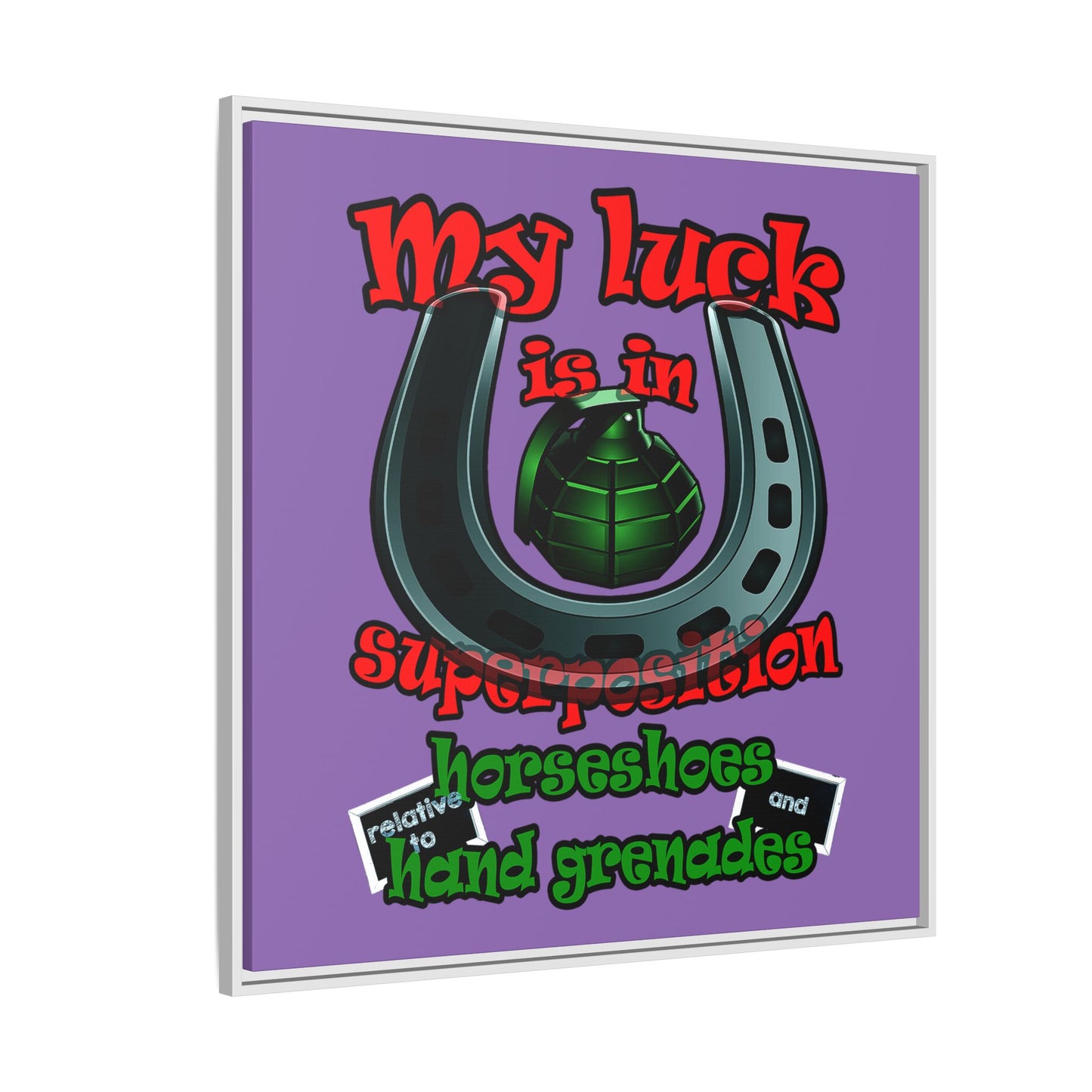 my luck - framed canvas art (light purple)