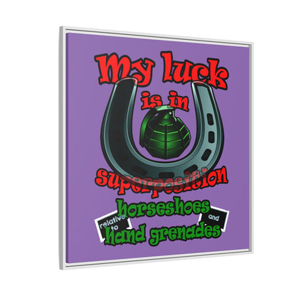 my luck - framed canvas art (light purple)
