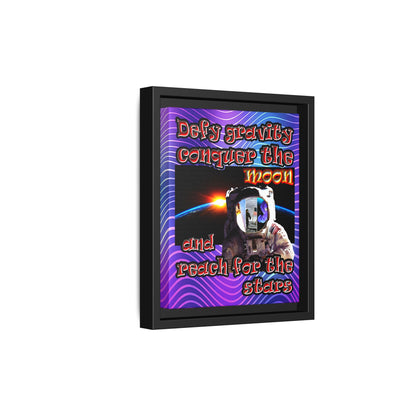 defy conquer reach - framed canvas art (purple wave)