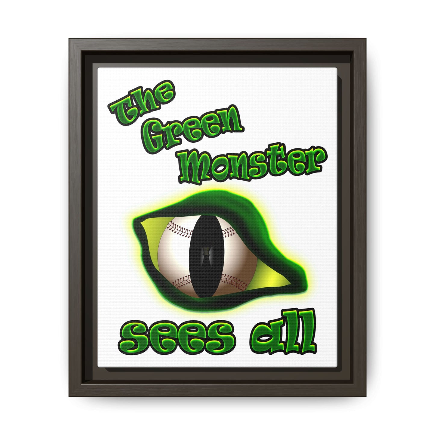 green monster - framed canvas art (white)