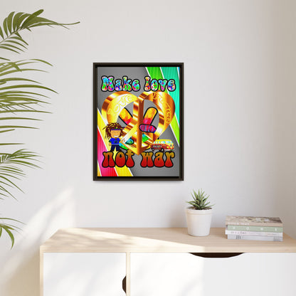 love peace - framed canvas art (rainbow split)