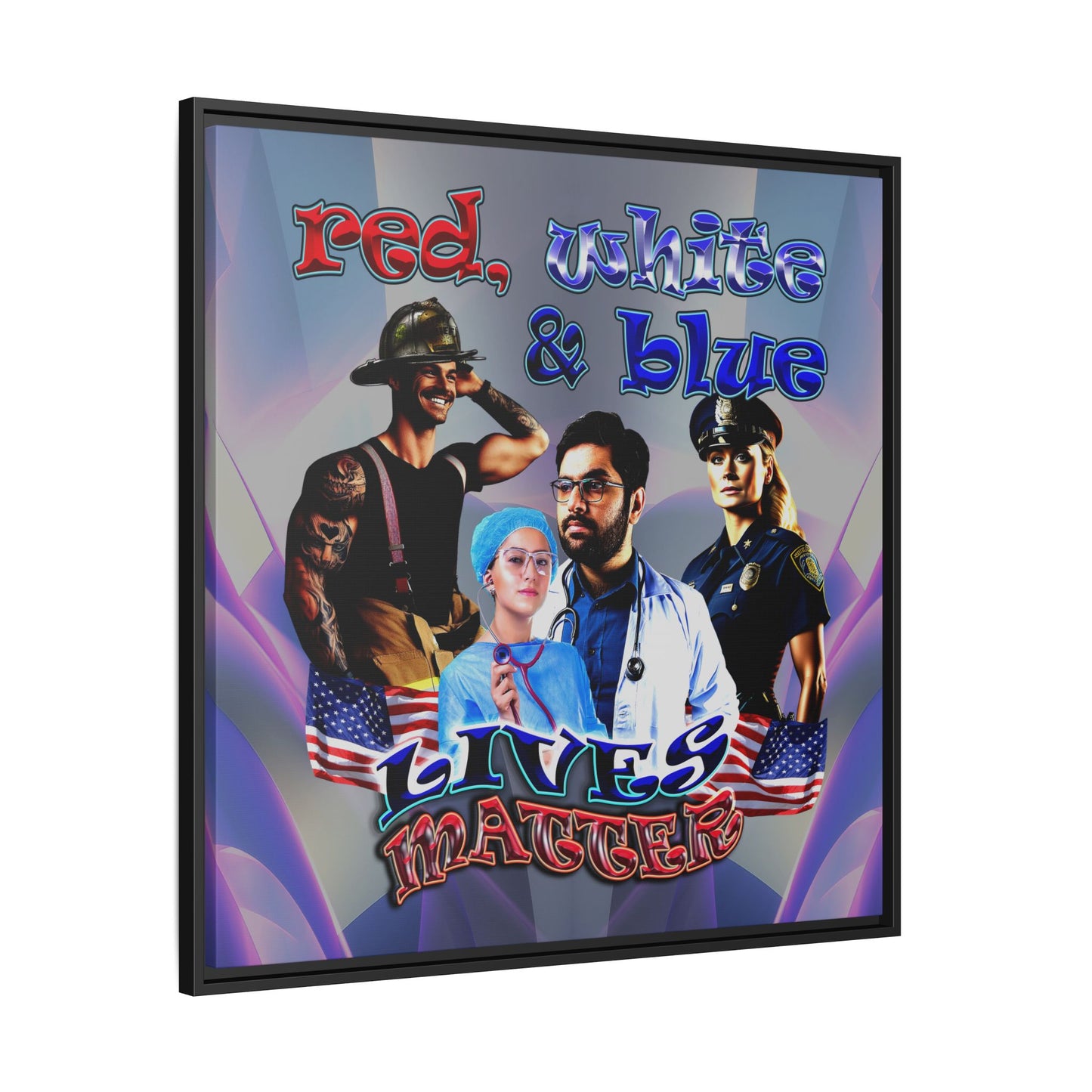 rw&b lives matter - framed canvas art (grey-pink wave)