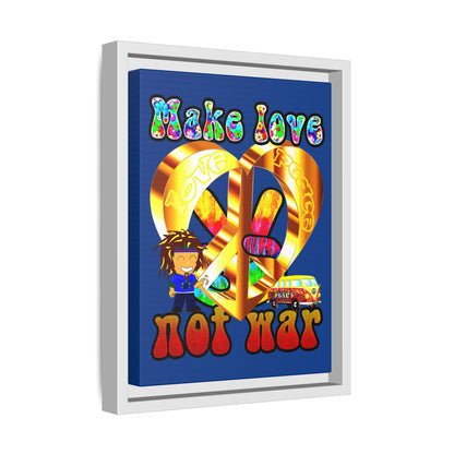 love peace - framed canvas art (dark blue)