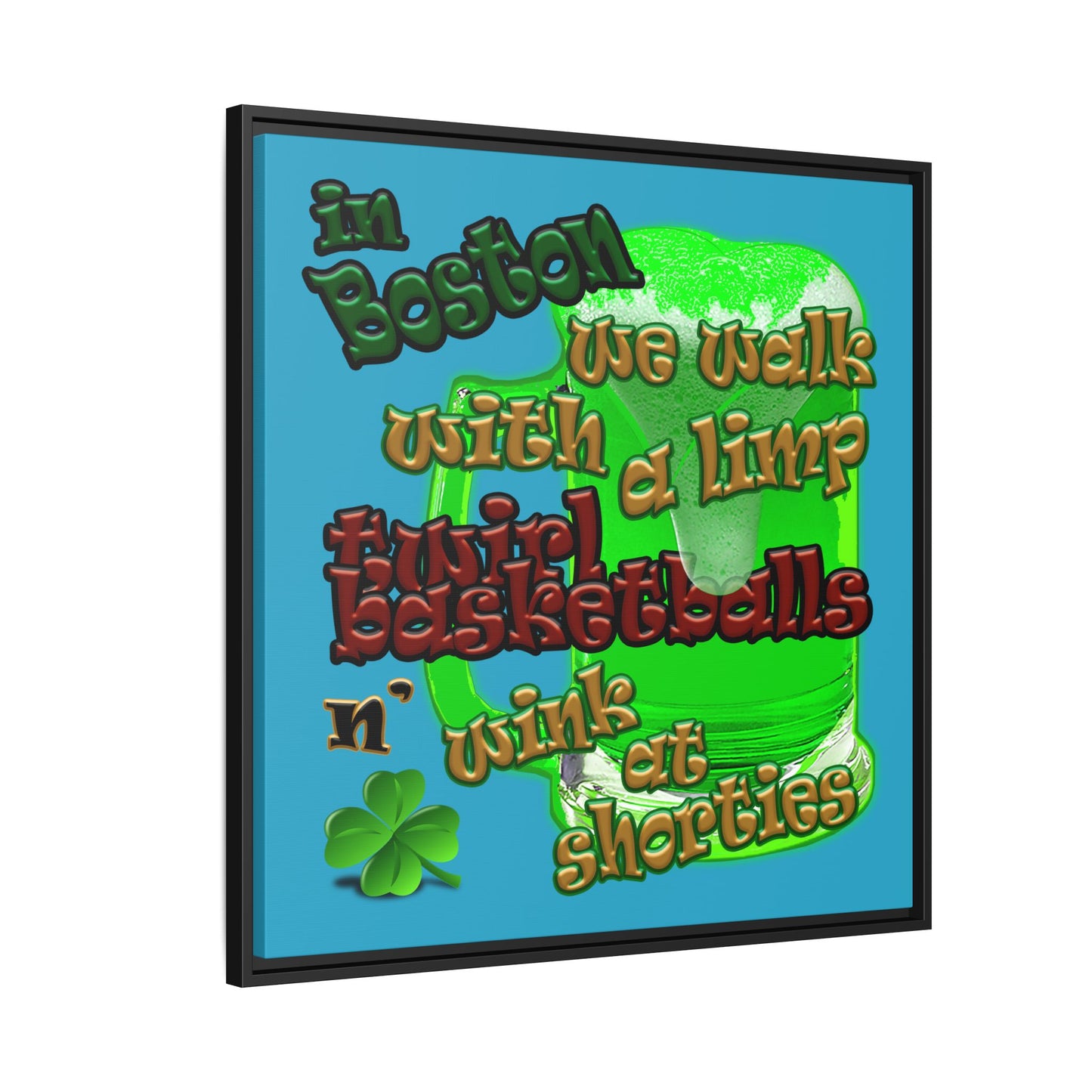 celtics logo - framed canvas art (turquoise)