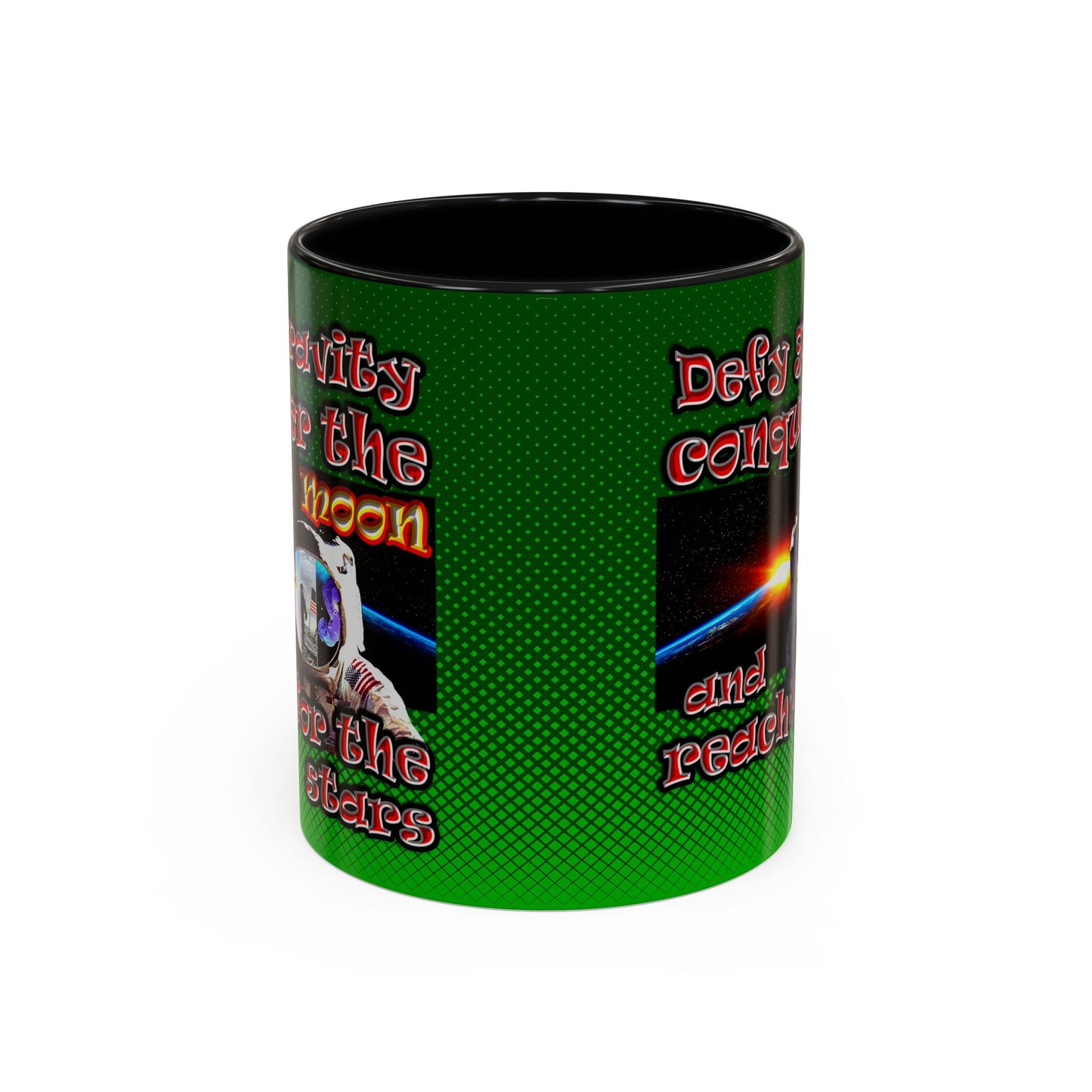 defy conquer reach - Accent Mug (logo green)