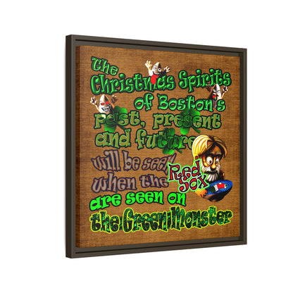 christmas spirits of boston - framed canvas art (brown papyrus)