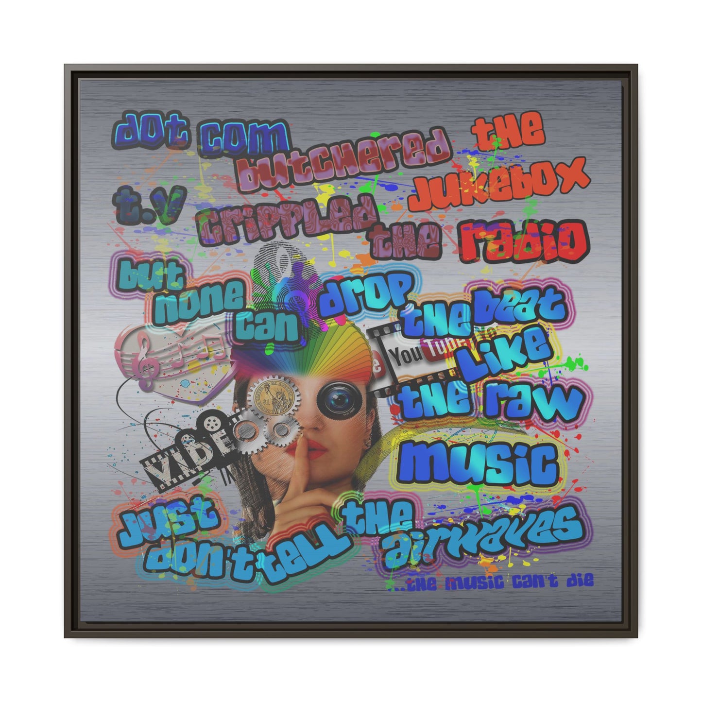drop the beat - framed canvas art (brushed nickel)