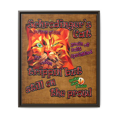 schrodinger's cat - framed canvas art (brown papyrus)