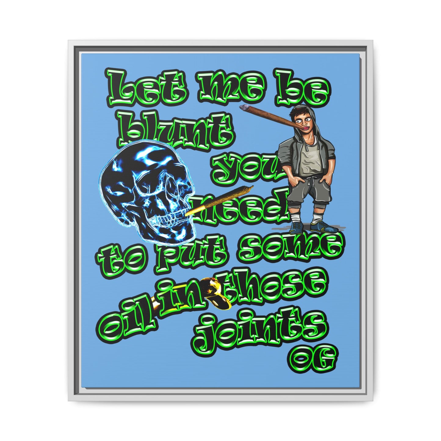 og - framed canvas art (light blue)