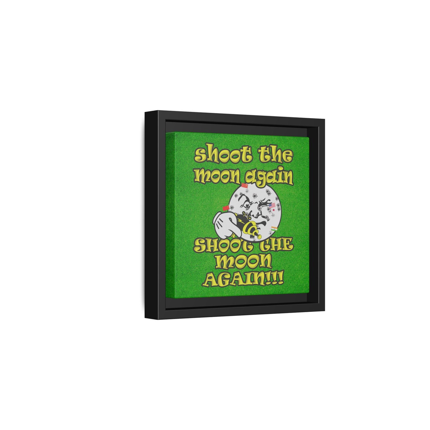 shoot the moon again - framed canvas art (green turf)