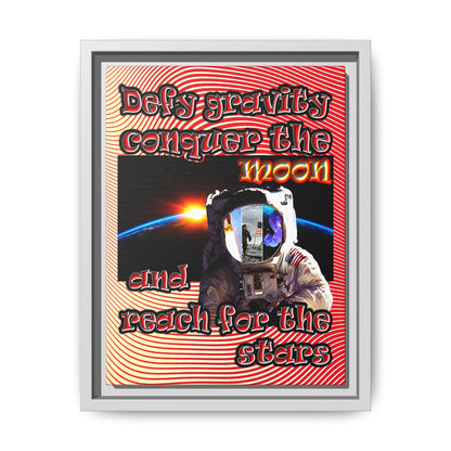 defy conquer reach - framed canvas art (yellow-orange wave)