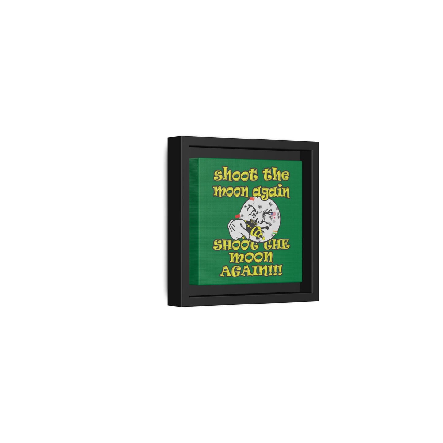 shoot the moon again - framed canvas art (dark green)