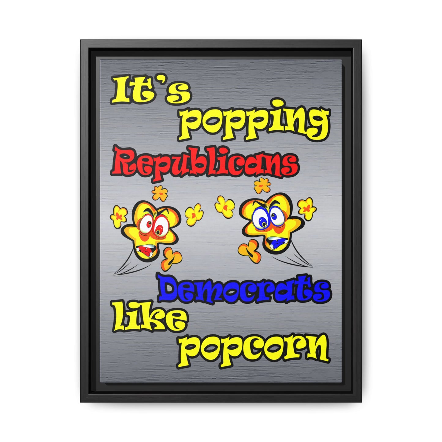 popping like popcorn - framed canvas art (brushed nickel)