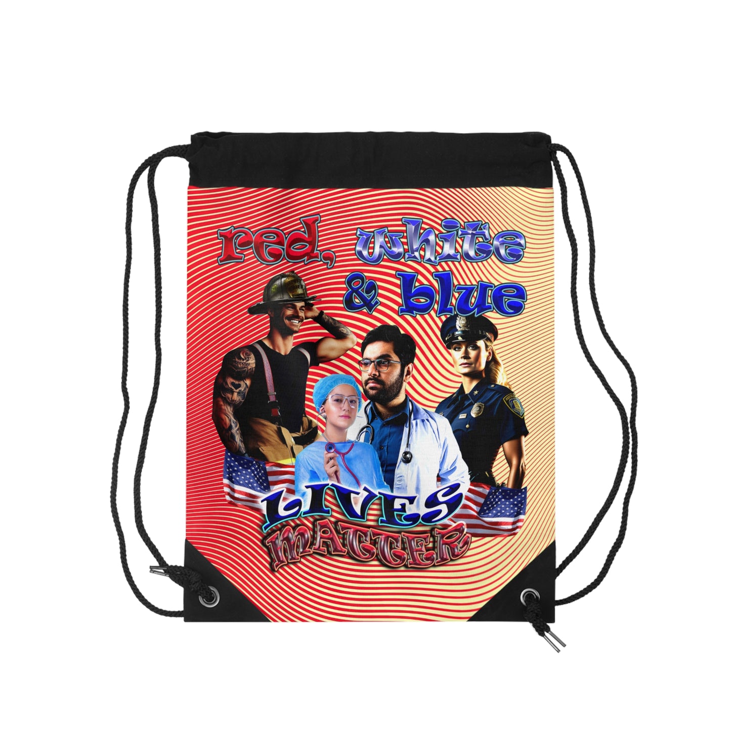 rw&b lives matter - Drawstring Bag (yellow-orange wave)