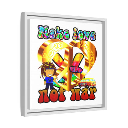 love peace - framed canvas art (white)