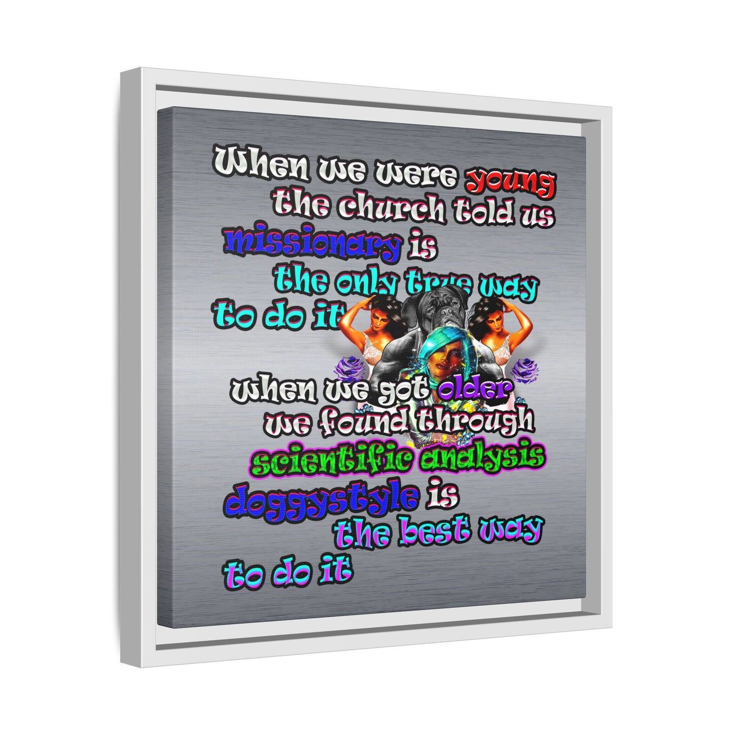 doggystyle - framed canvas art (brushed nickel)