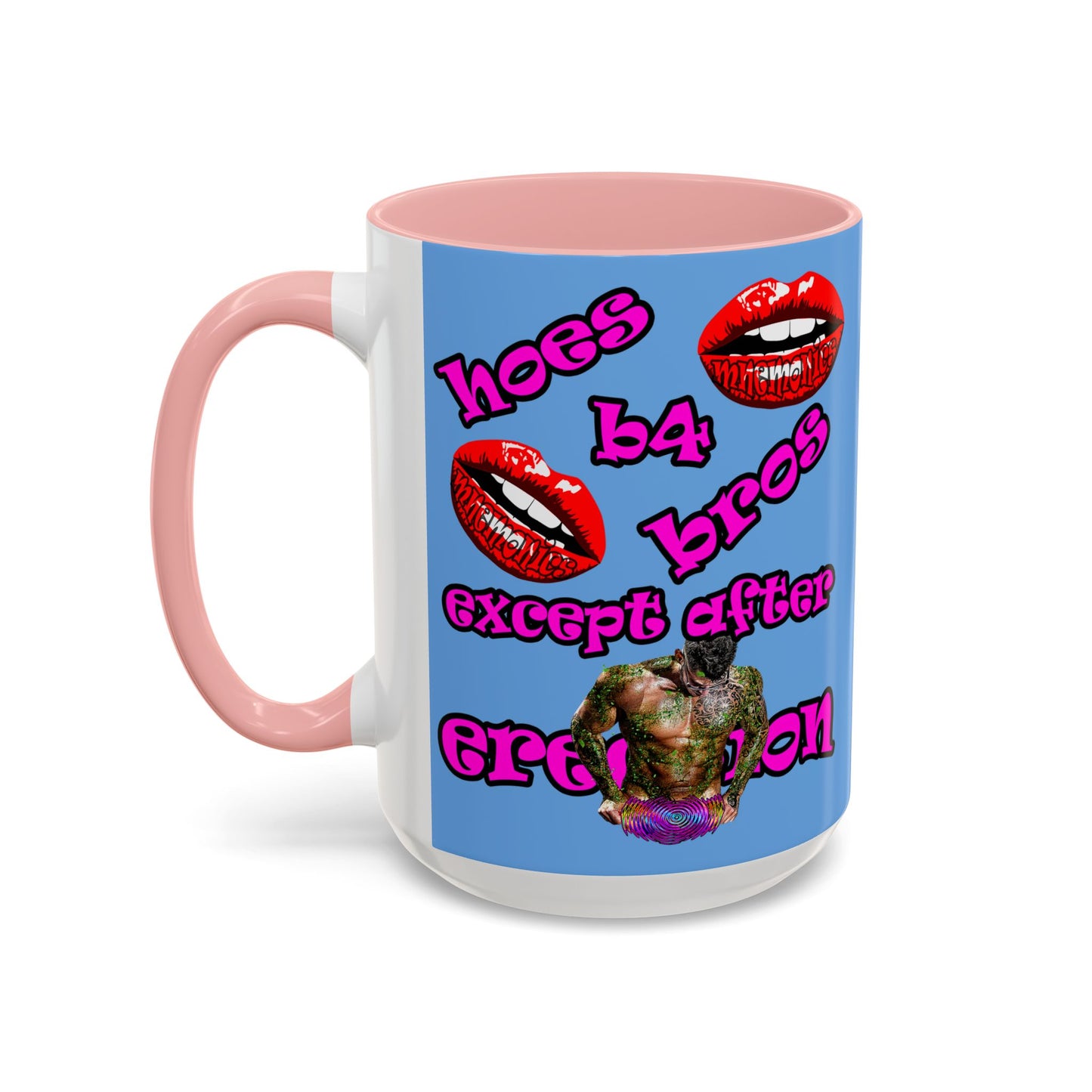 hoes b4 bros - Accent Mug (light blue)
