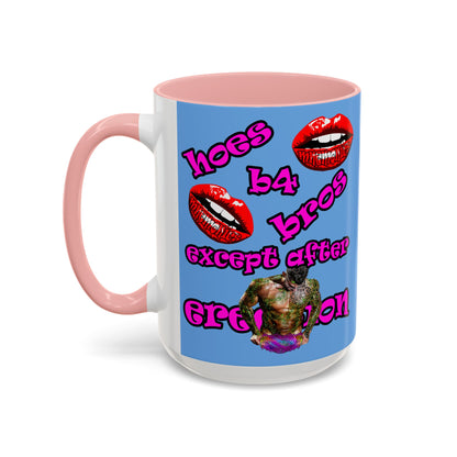 hoes b4 bros - Accent Mug (light blue)