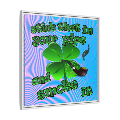 stick that in your pipe and smoke it - framed canvas art (light blue-purple wave)