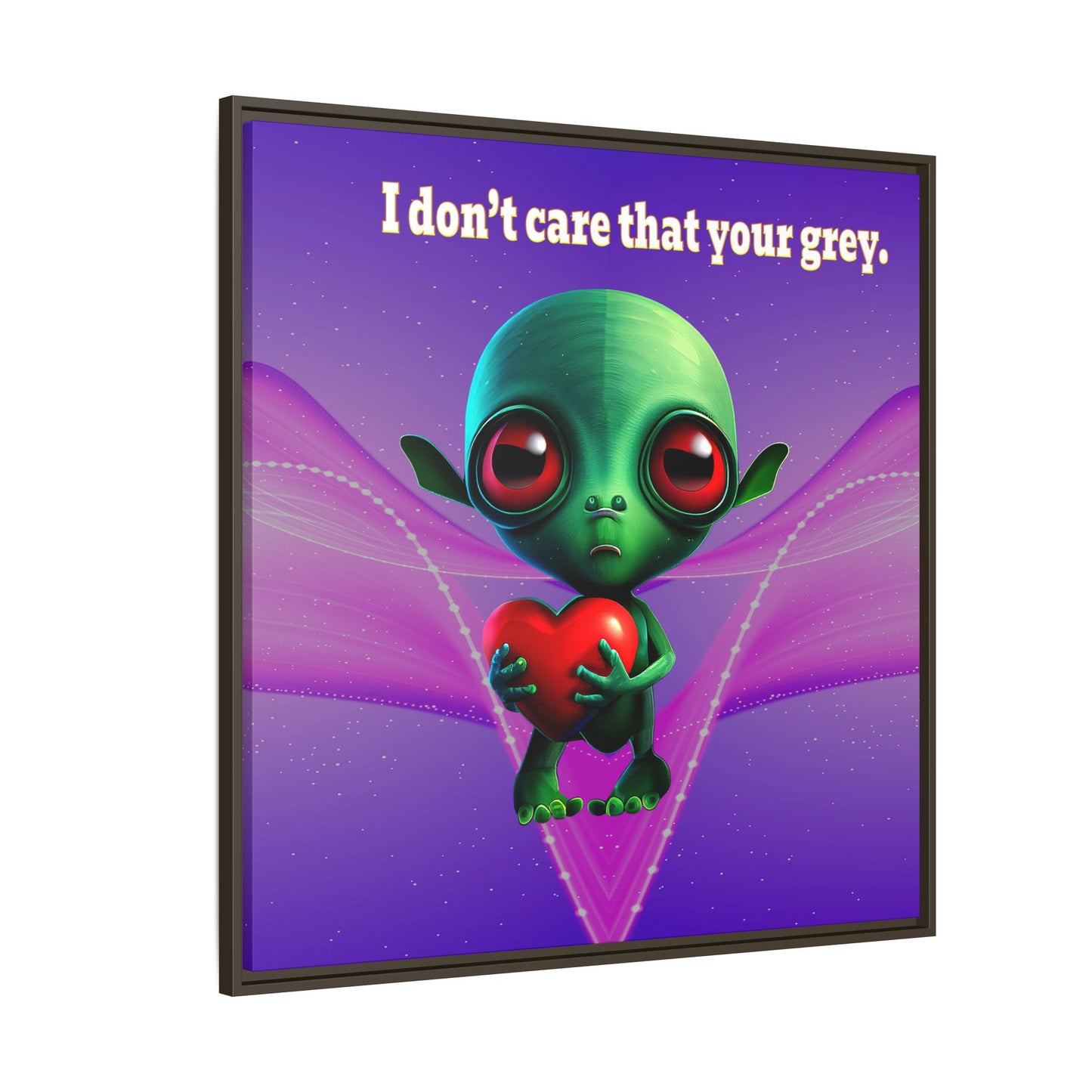 I don't care that your grey - framed canvas art (purple-pink wave)