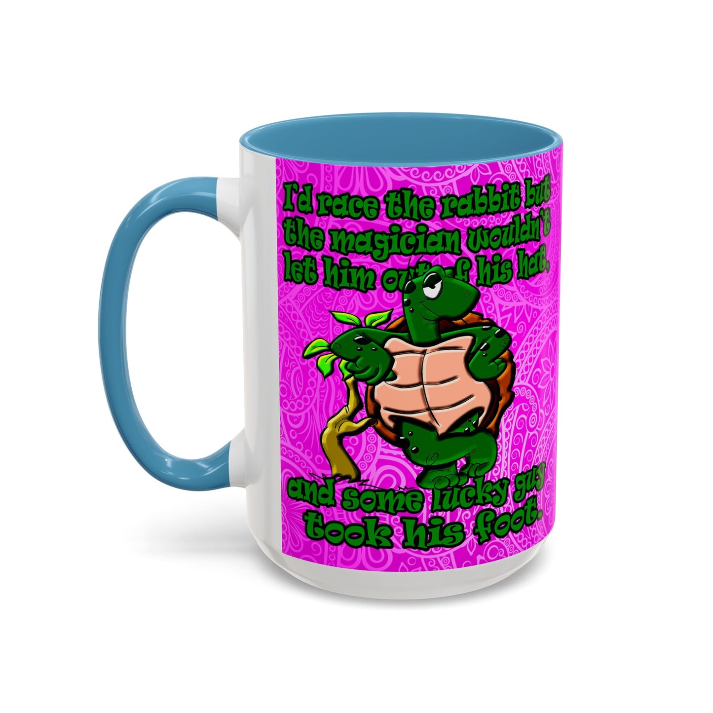 turtle race - Accent Mug (pink swirl)