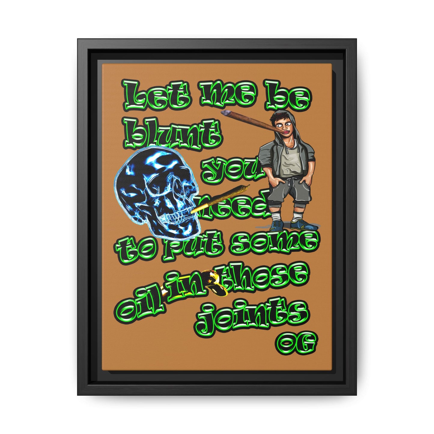 og - framed canvas art (light brown)