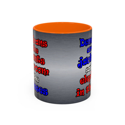 donkeys and elephants - Accent Mug (brushed nickel)