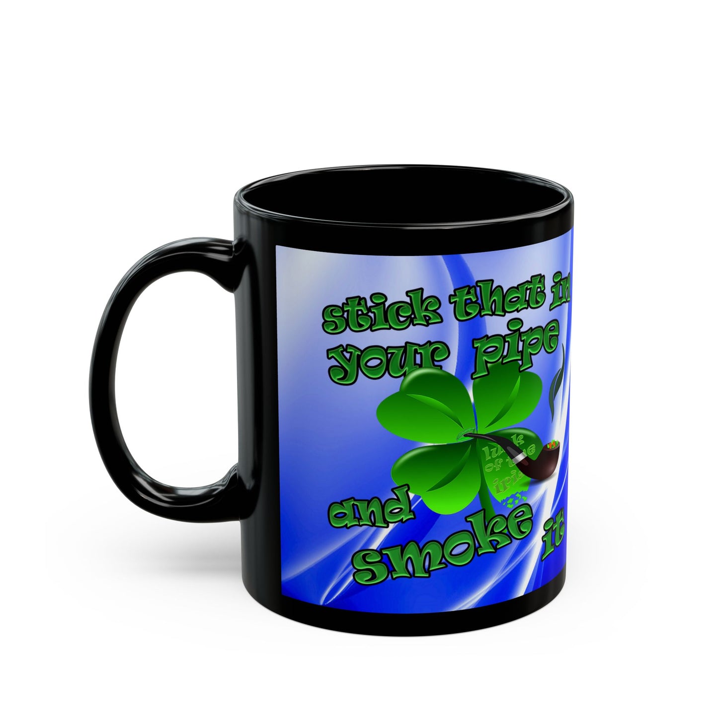 celtics logo - Black Mug (blue-white wave)