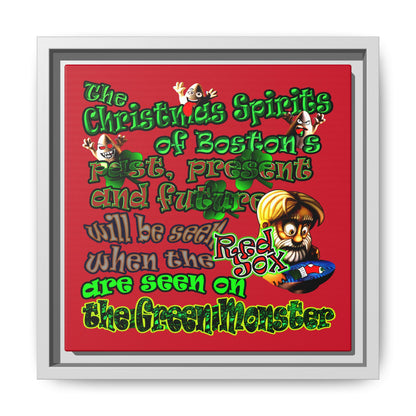 christmas spirits of boston - framed canvas art (dark red)