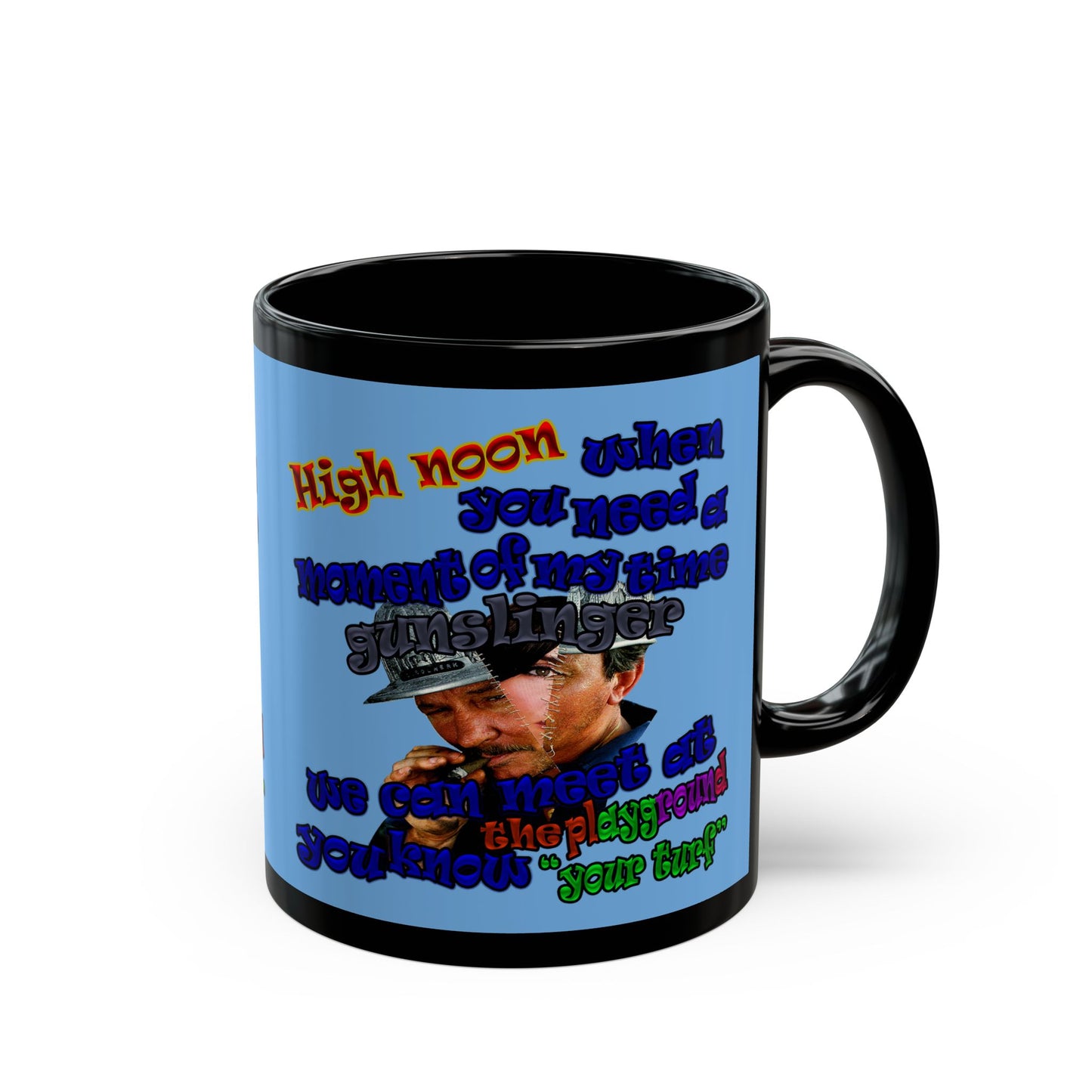 high noon - Black Mug (light blue)
