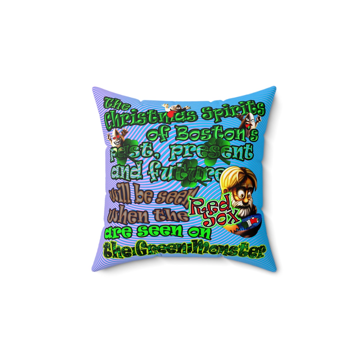 christmas spirits of boston - Faux Suede Square Pillow - (light blue-purple wave)