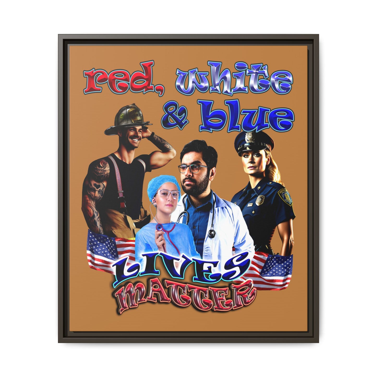 rw&b lives matter - framed canvas art (light brown)