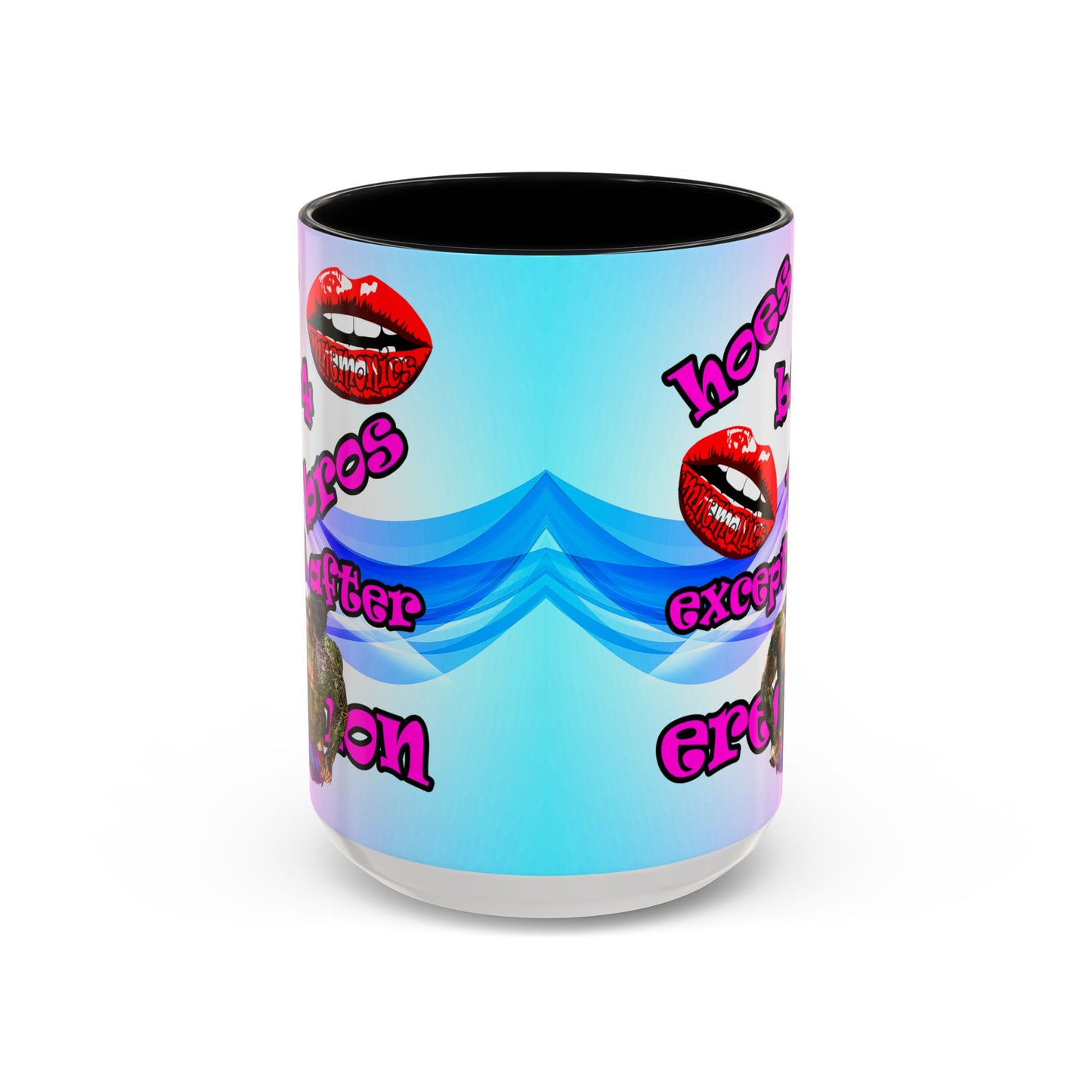 hoes b4 bros - Accent Mug (light blue-pink wave)