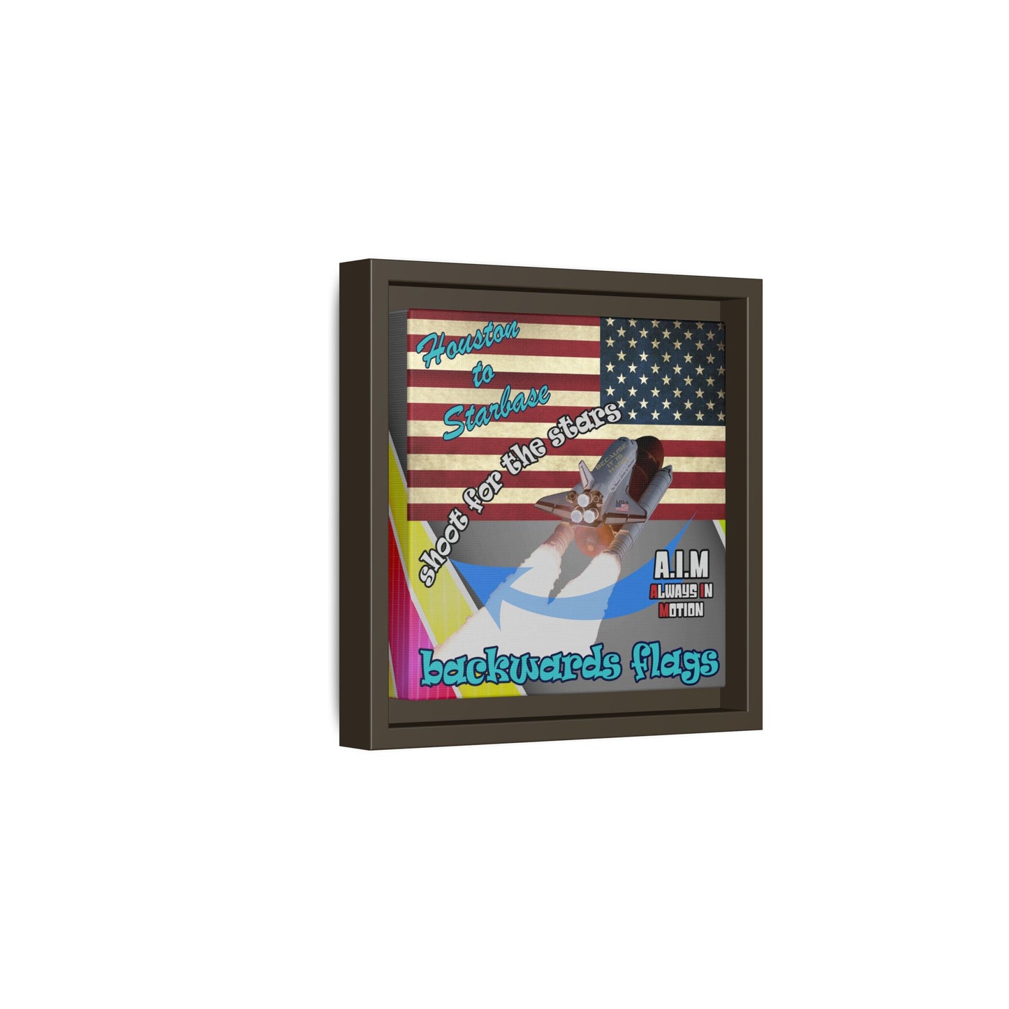shoot for the stars - framed canvas art (rainbow split)