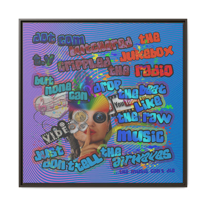 drop the beat - framed canvas art (light blue-purple wave)