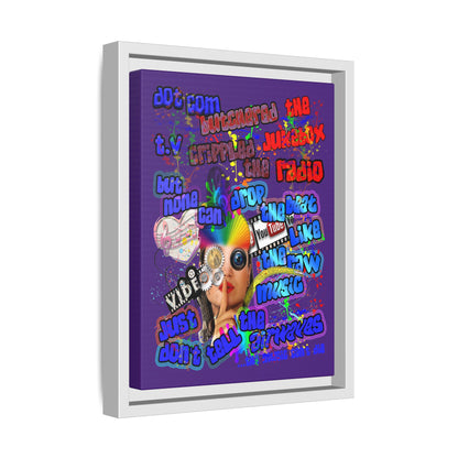 drop the beat - framed canvas art (purple)